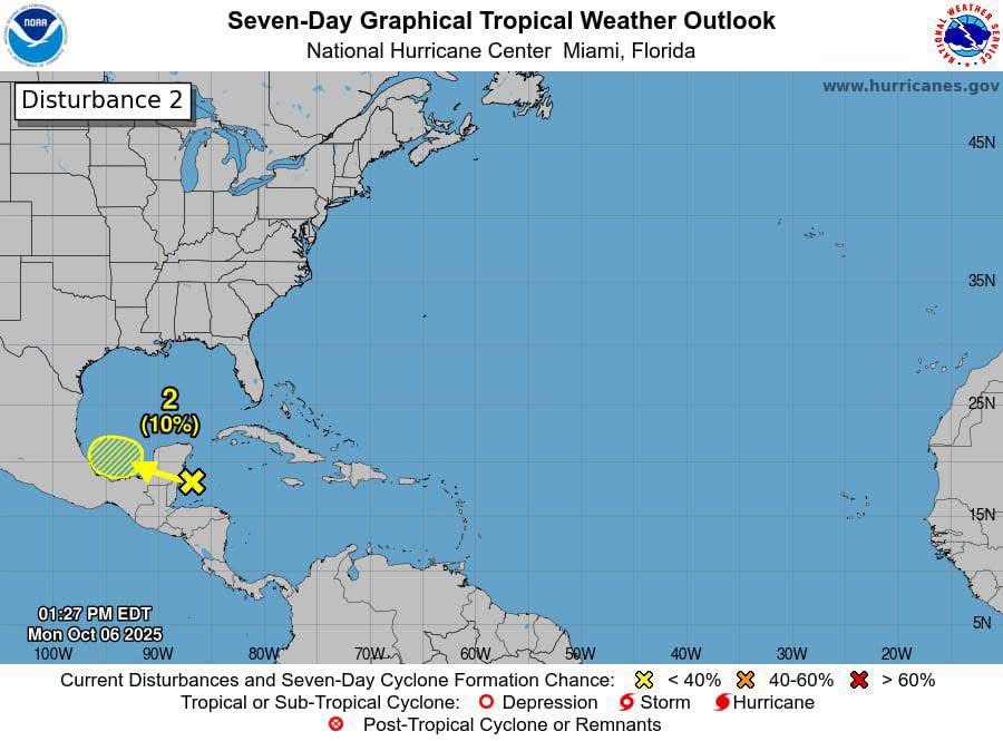 Zona de baja presión se forma al noroeste del mar Caribe