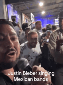 Justin Bieber se vuelve viral por cantar banda y tocar tambora