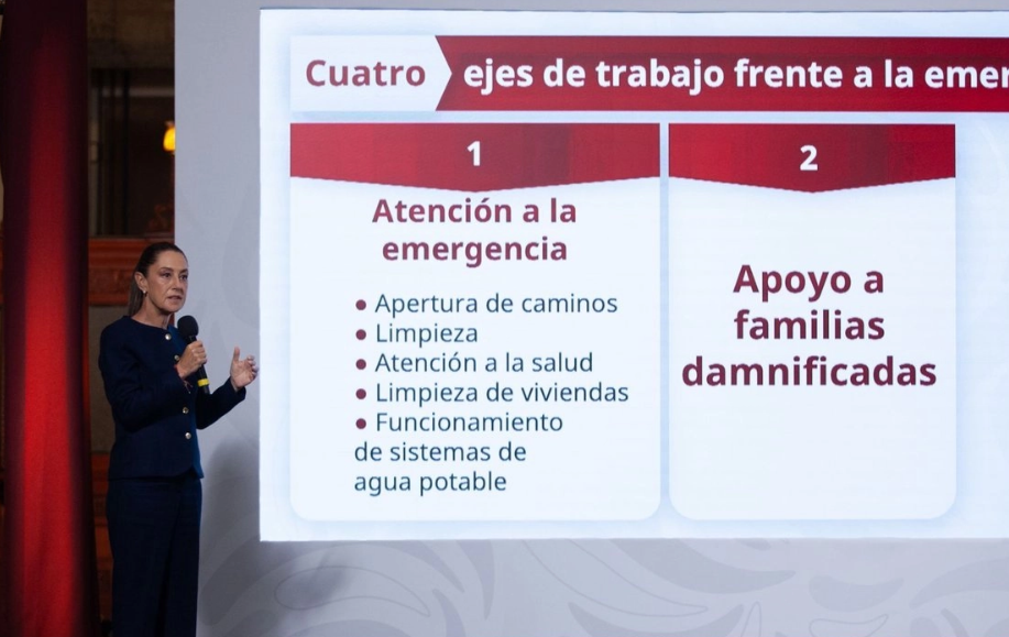 Sheinbaum anuncia apoyo de 10 mil mdp para damnificados por lluvias