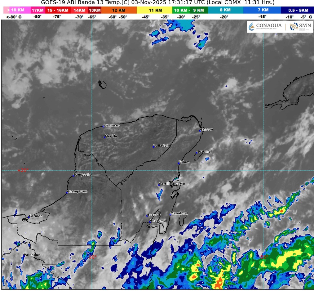 Clima en Cancun y Quintana Roo: Cielo parcialmente nublado y ambiente fresco