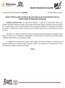 Explota embarcación de la SEMAR en Cozumel; deja 5 lesionados