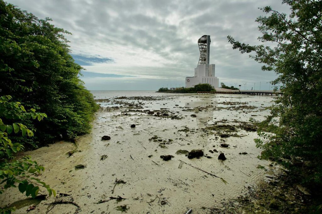 Se aleja el mar en la Bahía de Chetumal debido al Frente Frío número 13