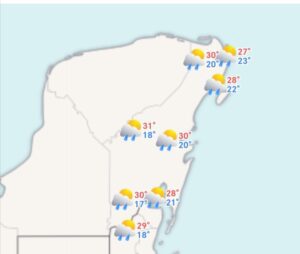 Clima en Cancún y Quintana Roo: Intervalos de chubascos en la Península