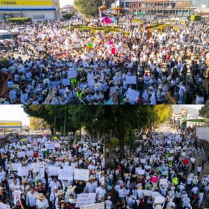 Miles marchan en Uruapan por la paz y justicia para Carlos Manzo