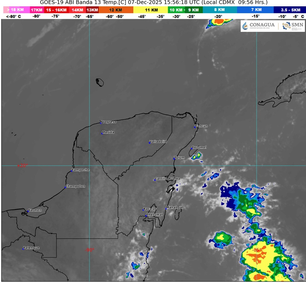 Clima hoy en Cancún y Quintana Roo: Cielo medio nublado a nublado durante el día